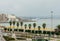 Seafront of the city of Santander, palace of festivals of Cantabria. Ferry and sailboats