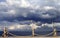 Seafront and cloudy storm sky in autumn