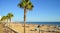 Seafront promenade and Costilla Beach -Playa de la Costilla- in Rota, Costa de la Luz, Cadiz, Spain