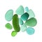 Seaglass pieces isolated