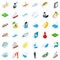 Seagoing icons set, isometric style