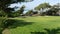 Seagrove park in Del Mar, California USA. Seaside lawn. Green grass and ocean view frome above.