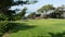 Seagrove park in Del Mar, California USA. Seaside lawn. Green grass and ocean view frome above.