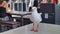 Seagul on a table in restaurant. Surfers Paradise. Gold Coast Queensland Australia.