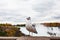 Seagull on the background of Niagara Falls and the Niagara River