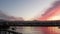 Seagull bird, fishermans wharf pier, yacht sail boats in Monterey marina, sunset