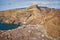 Seagull bird flying over Madeira island landscape