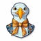 Seagull With Bow Tie Sticker In Algorithmic Art Style