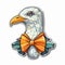 Seagull With Bow Tie Sticker In Algorithmic Art Style