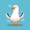 Seagull Cartoon Character Illustration In Flat Shading Style