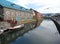 Seagull flying Around the Old Warehouse along Otaru Canal, Famous Attraction in Otaru Town