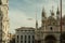 Seagull flying past the San Marco basilica