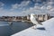 Seagull on opera house in Oslo, Norway