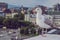 Seagull on Oslo opera house rooftop. View on Oslo city centre. Norway