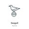 Seagull outline vector icon. Thin line black seagull icon, flat vector simple element illustration from editable nautical concept