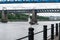 A Seagull perched on a bollard on the side of the Tyne River in Newcastle city Centre