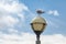 Seagull perching on dirty lamp post