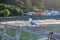 Seagull on railing of pier