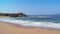 Seagull on sand and in small surf