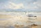 A seagull standing on the beach with an ocean background in a ga