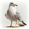 Seagull is standing on white background. Generative AI