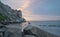 Seagull at Sunset at Morro Rock on the central coast of California at Morro Bay California USA