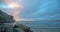 Seagull at Sunset at Morro Rock on the central coast of California at Morro Bay California USA