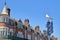 A seagull at Swanage seafront with traditional facades in the background, Swanage