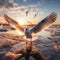 Seagull Taking Flight from Ice