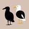 Seagull vector illustration style Flat set