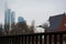 Seagull Waiting on Rail Frankfurt Skyline Overcast Weather