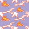 Seagull, white bear and rabbit seamless pattern