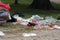 Seagulls Exploring Colorful Trash after Pride Parade in Helsinki