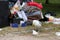 Seagulls Exploring Colorful Trash after Pride Parade in Helsinki