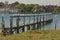 Seagulls on jetty. Bosham, Sussex, England