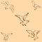 Seagulls sketch. Pencil drawing by hand. Figure in vintage style. Vector