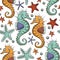 Seahorse animal seamless pattern