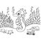 Seahorse coloring pages vector