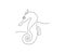 Seahorse continuous line art drawing style. Minimalist black Hippocampus zosterae outline. Editable active stroke vector