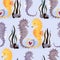 Seahorse couple seamless pattern.