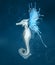 Seahorse fantasy blue background