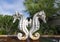 Seahorse fountain outside the Children`s Aquarium in Fair Park in Dallas, Texas.