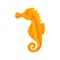 Seahorse illustration isolated on white background. Orange cartoon character.