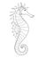 Seahorse - an inhabitant of the ocean - vector linear picture for coloring. Fish seahorse - underwater life for a coloring book. O