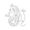 Seahorse Line Art Abstract Minimalist vector illustration