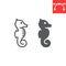 Seahorse line and glyph icon, sea and ocean animals, sea horse vector icon, vector graphics, editable stroke outline