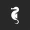 Seahorse logo sea fish icon, simple idea in black and white minimal style