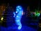 Seahorse sculpture luminous in park by night festive season