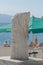 Seahorse statue monument at waterfront promenade in Saranda, Albania