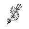 Seahorse With Trident Mascot Black and White